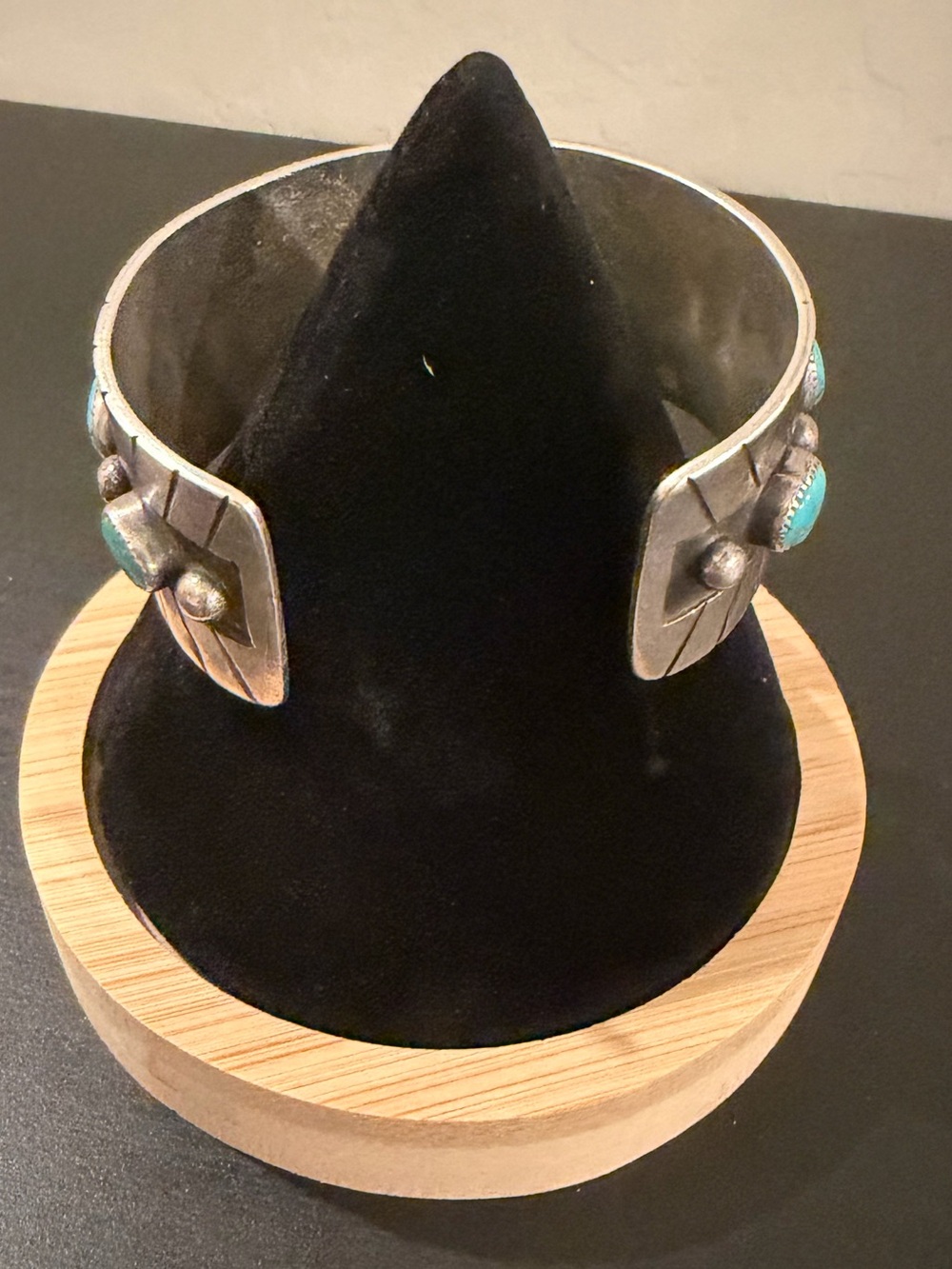 Silver Cuff Bracelet Handmade With Bisbee Turquoise - Picture 3 of 3